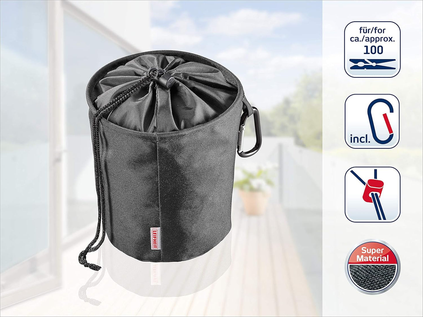 Leifheit - Clothes Hanging Hook for up to 100 Dirt-Proof Fresh Laundry