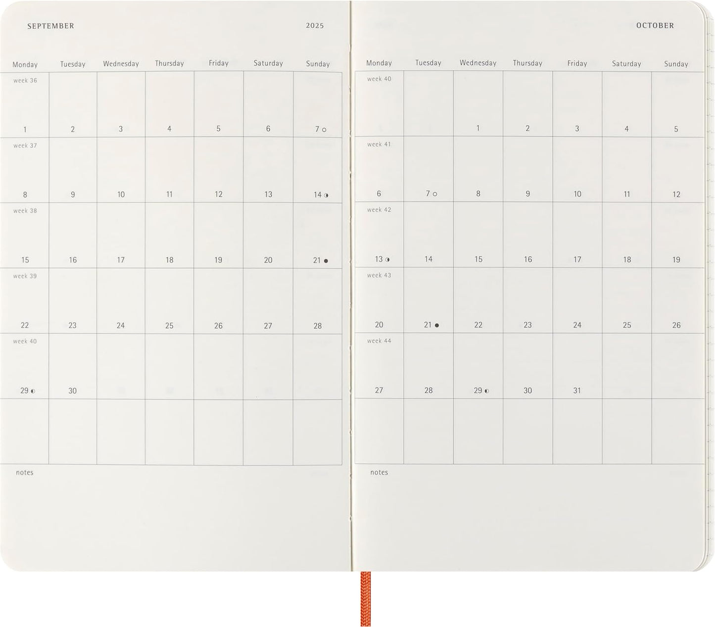 Moleskine Weekly Planner Precious and Ethical, Weekly Agenda with Space for Notes 12 Months 2025, Vegan Python-Effect Soft Cover, with Gift Box, Orange Color, Large Format 13 x 21 cm