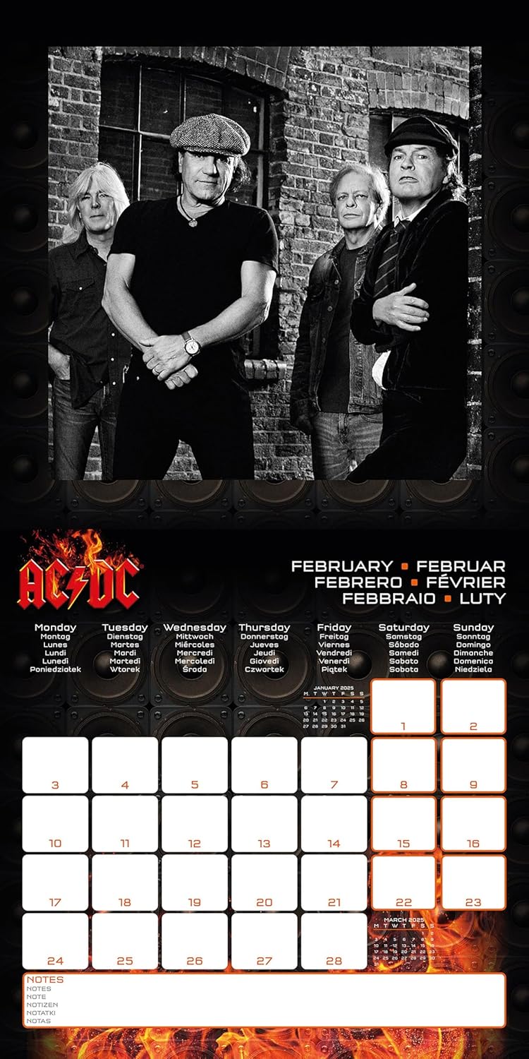 Ac/Dc 2025 Square Calendar
