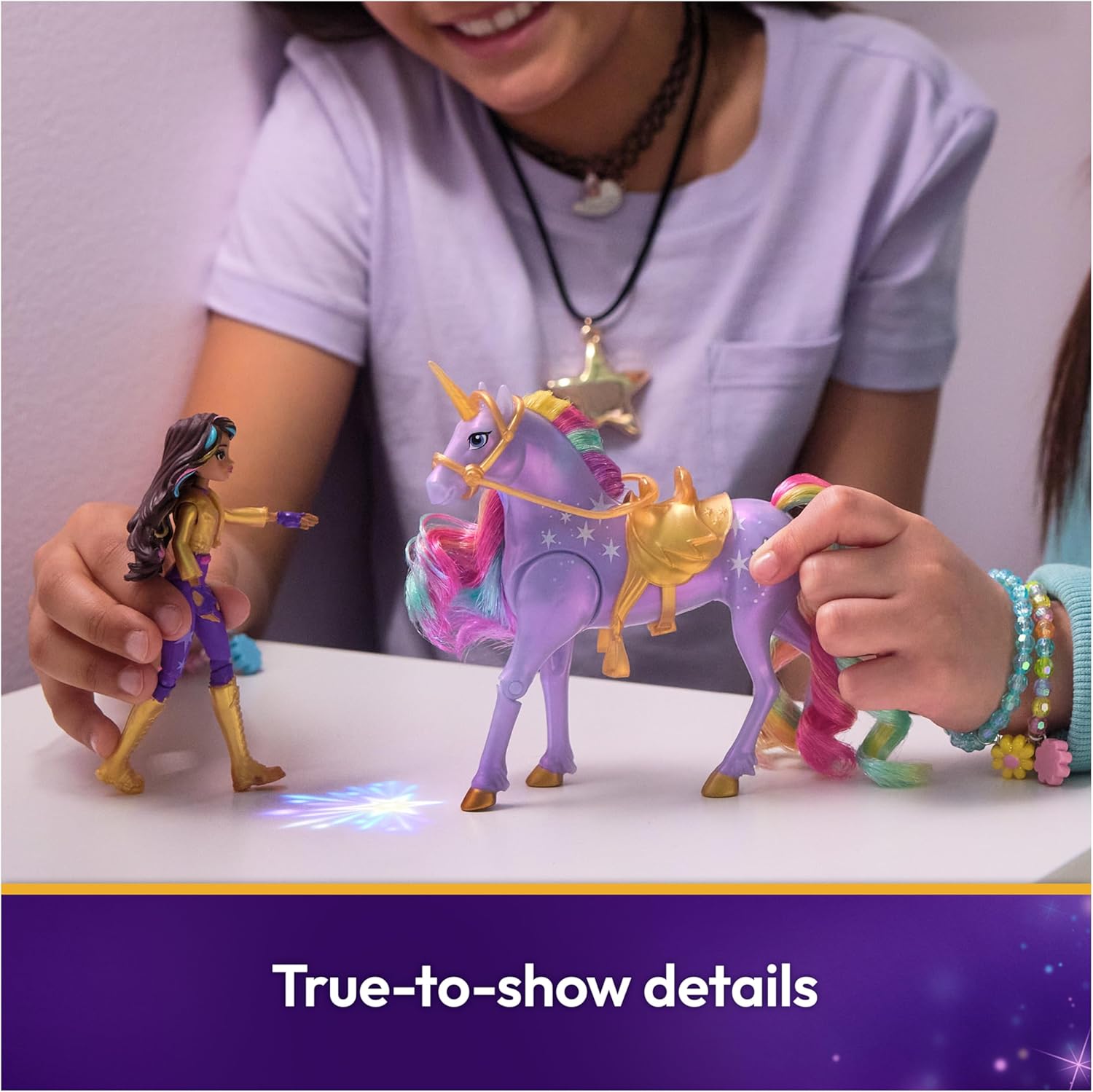 Unicorn Academy, Sophia & Light Magic Wildstar with Rainbow Light-up Effects, 2 Riding Accessories, Dolls and Unicorn Toys for Girls Aged 4 and up