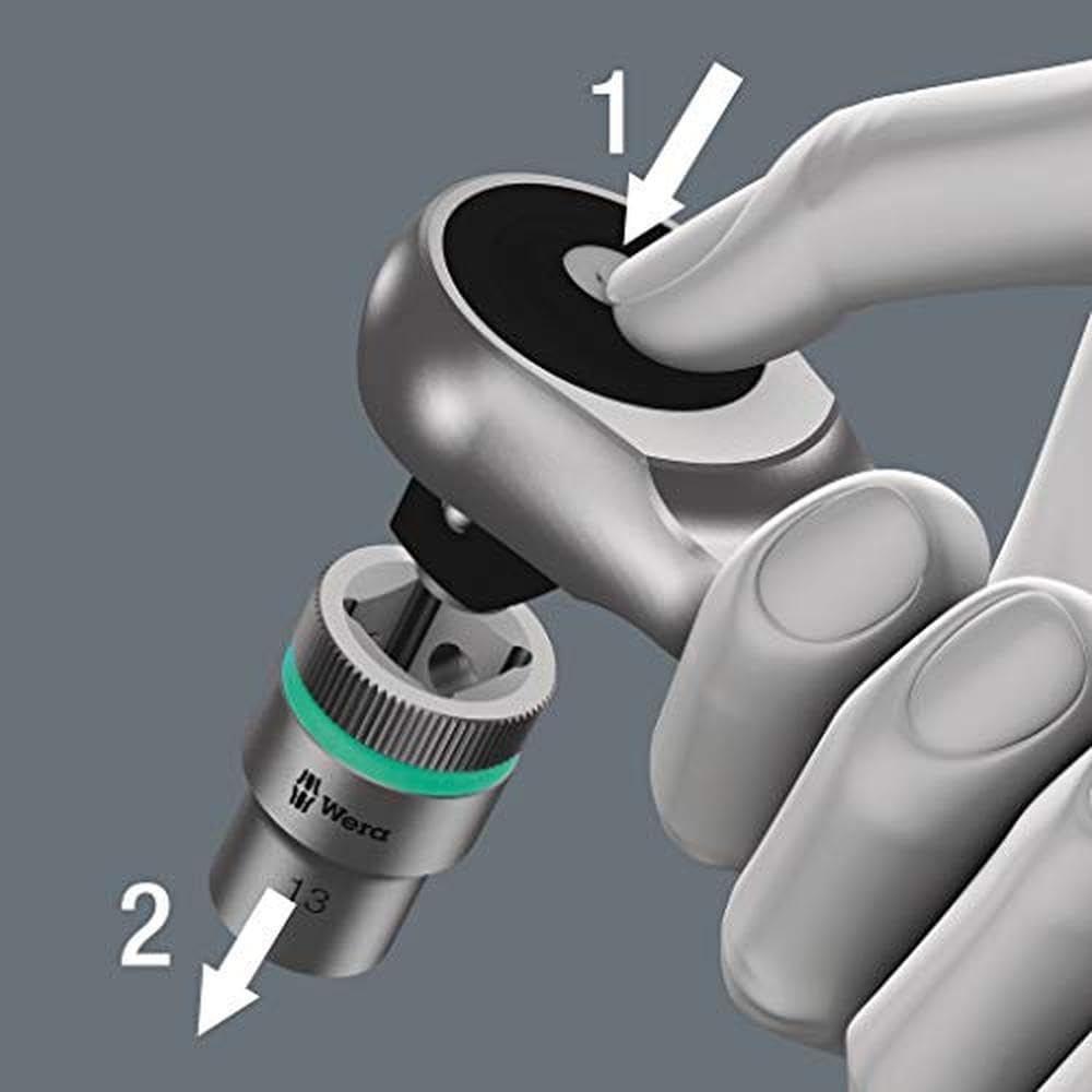 Wera 05004003001 8003 A Zyklop Metal-Knarre mit Durchsteckvierkant mit 1/4Zoll-Antrieb, 1/4 Zoll x 141.0 mm