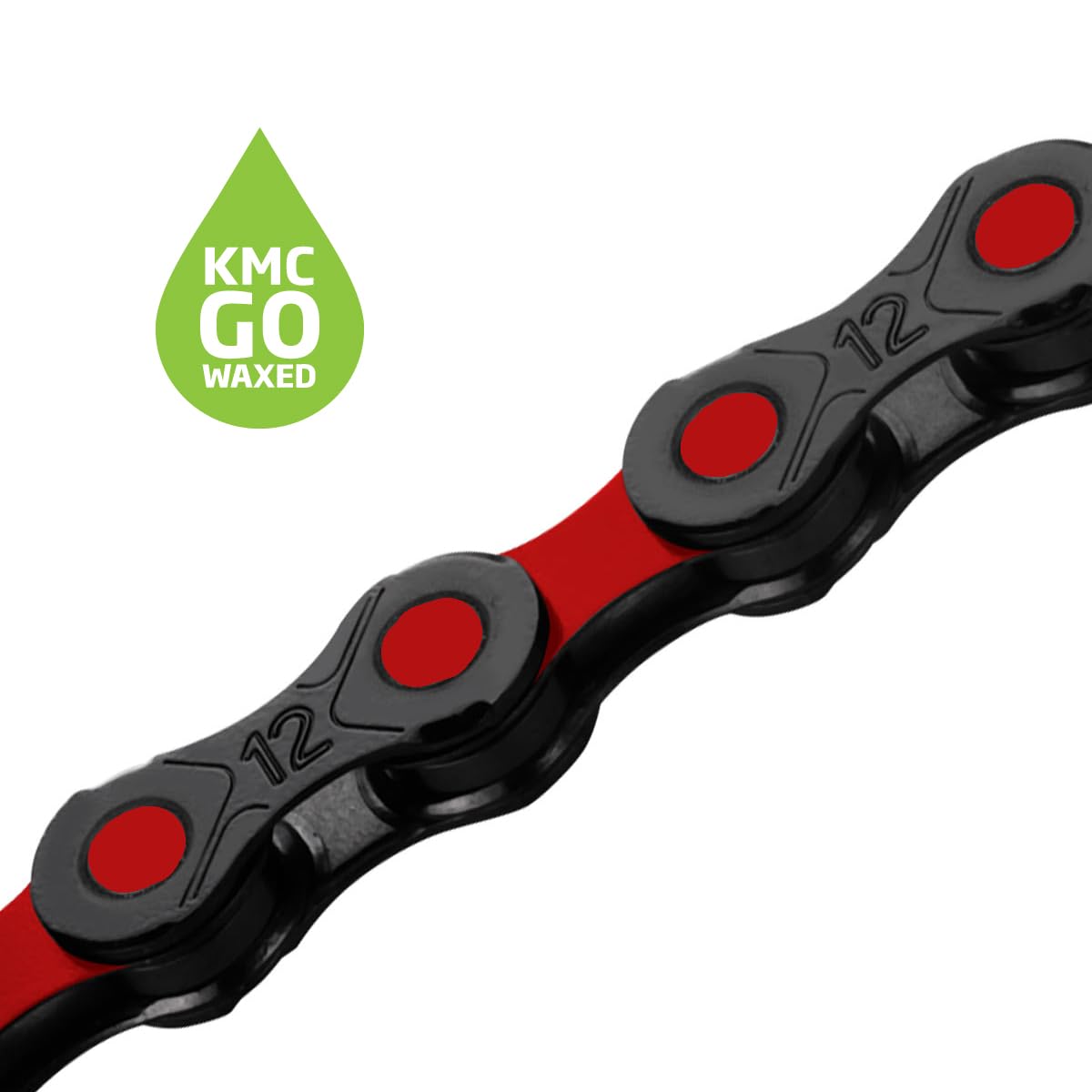 KMC DLC12 Black/Red Waxed 126L chain