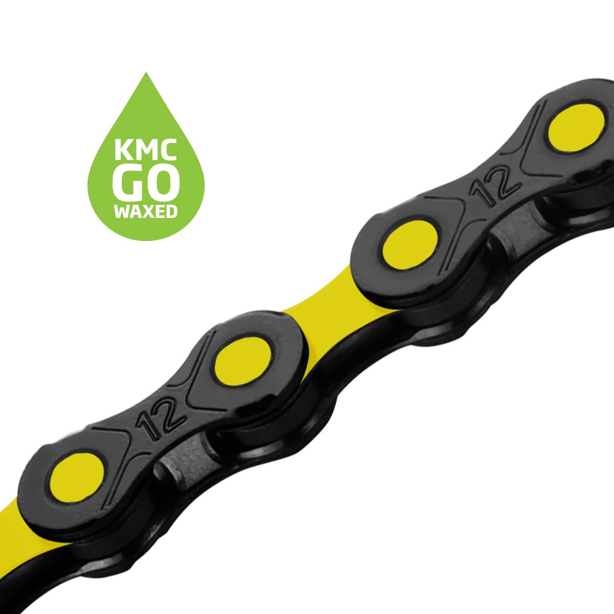 KMC DLC12 Black/Yellow Waxed 126L chain