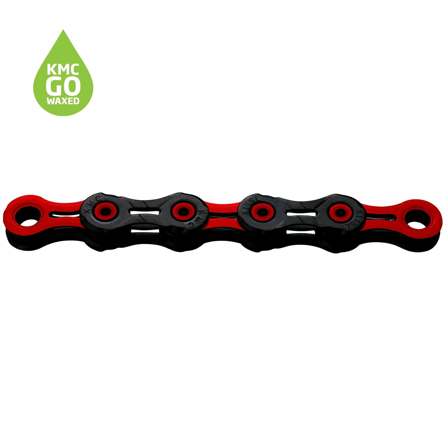 KMC DLC 11 Black/Red Waxed 118L chain