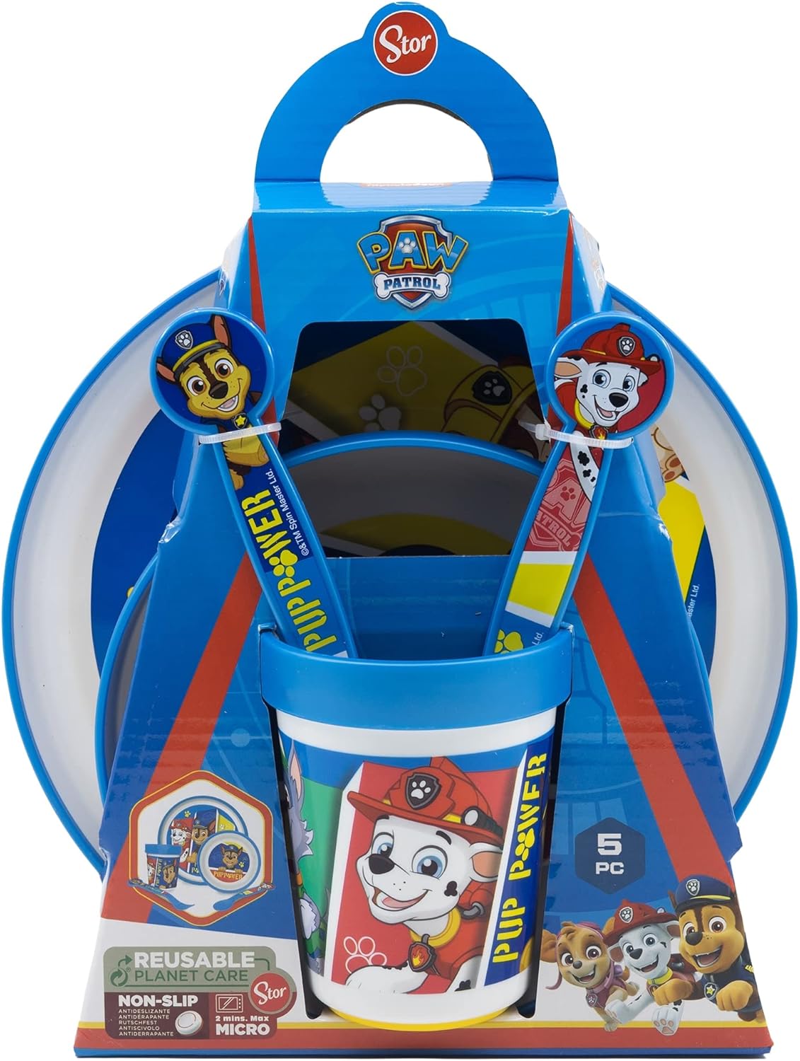 Stor 5-Piece Microwave Safe Plastic Premium Bicolor Paw Patrol Dinnerware Set Multicolor