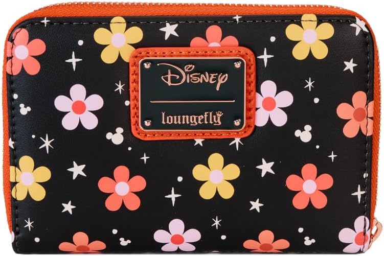 Loungefly Disney Mickey and Minnie Floral Ghost Glow Zip Around Wallet, Multicolor, Zip Around Wallet