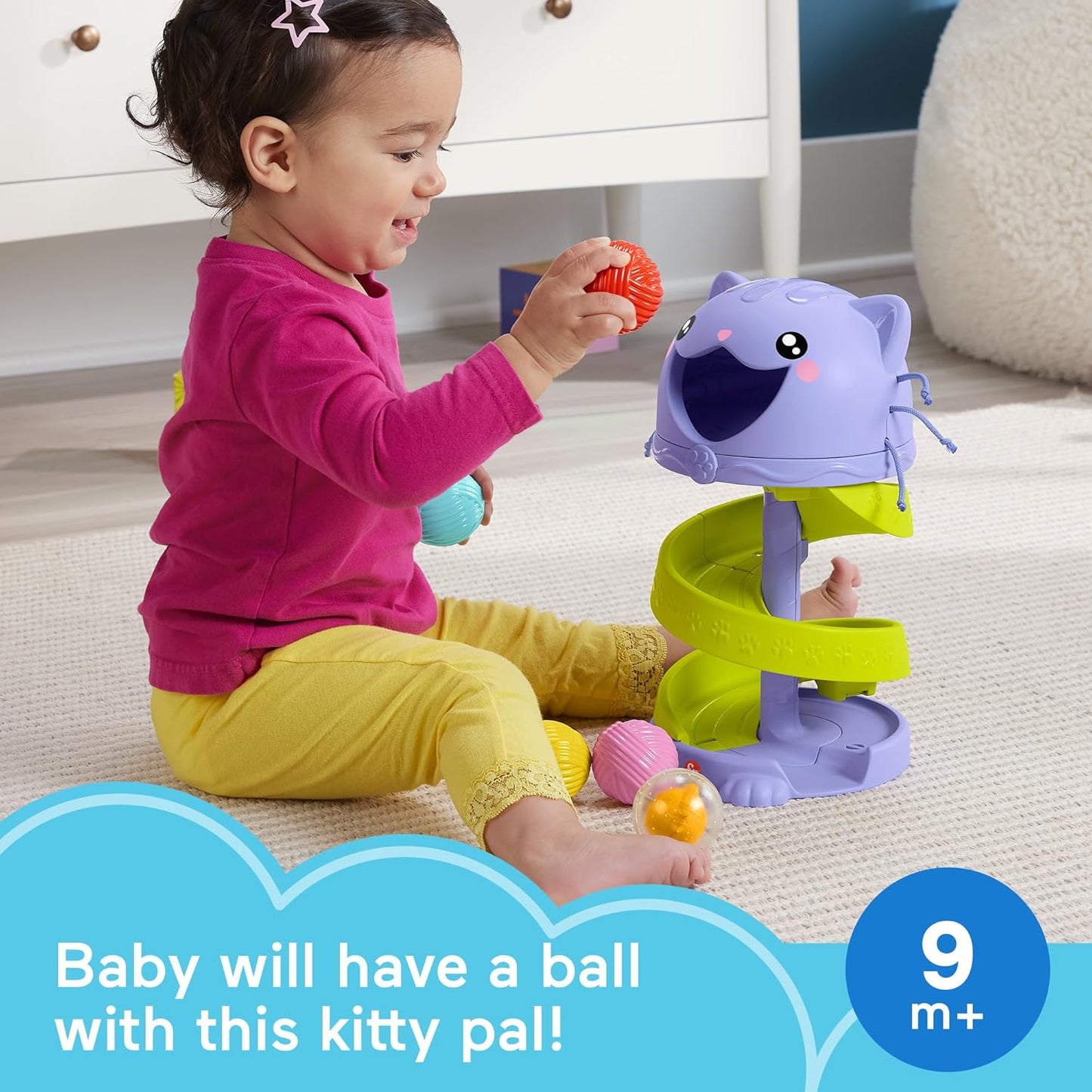 Fisher-Price Baby & Toddler Toy FP Pets Purrr-FECT Ball Tower Activity Center for Developmental Play Ages 9+