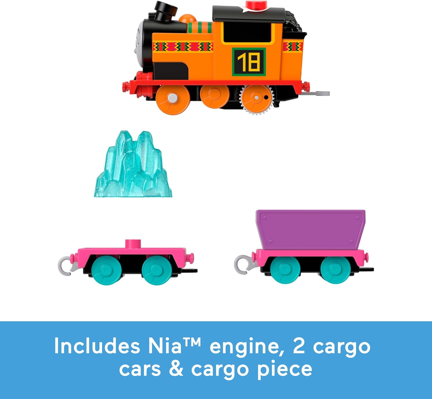 Thomas & Friends Motorized Toy Train Talking Nia Battery-Powered Engine with Sounds & Phrases for Kids 3+ Years, UK English Version, HYR78