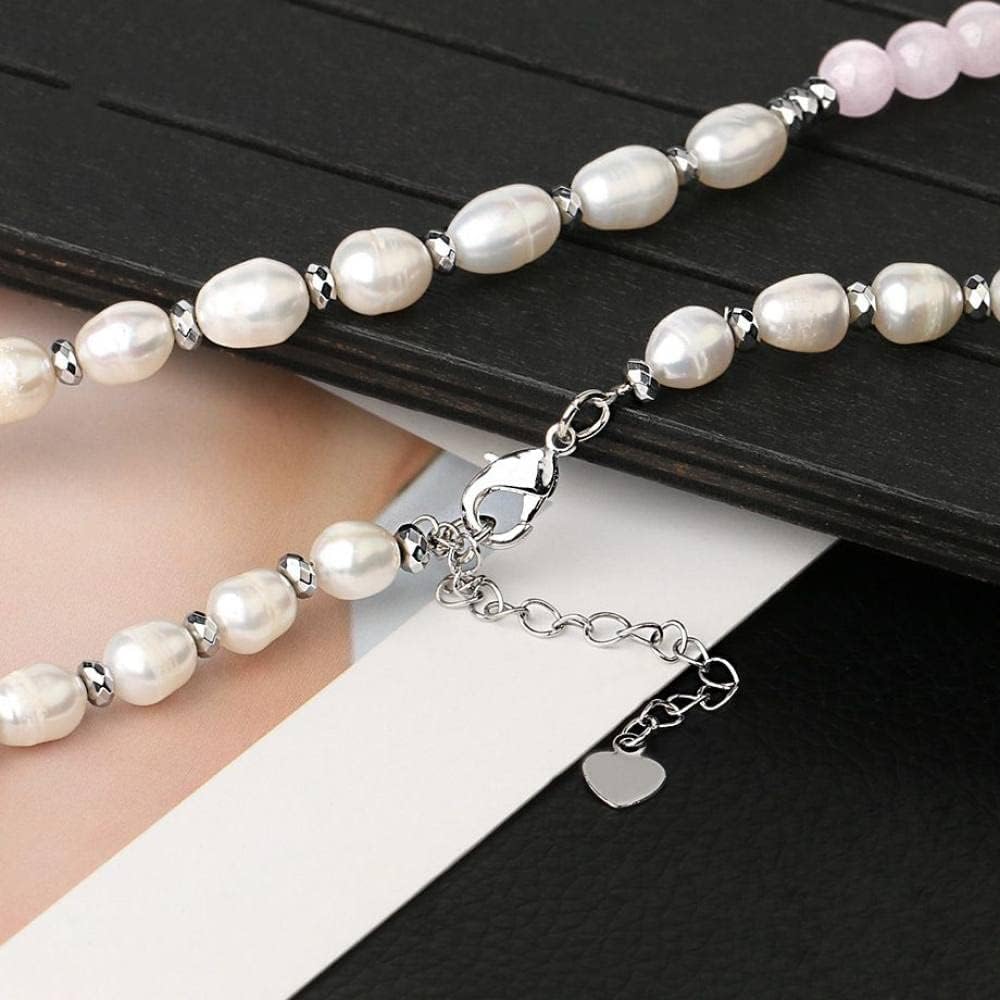 Choker Donna,Albero della Vita Hollow Round Peace Buckle Line Collana con Ciondolo in Cristallo Rodonite con Catena di Perle Reiki Chakra Quarzo Gemma Amuleto Fortunato Gioielli per Donna Uomo Regal