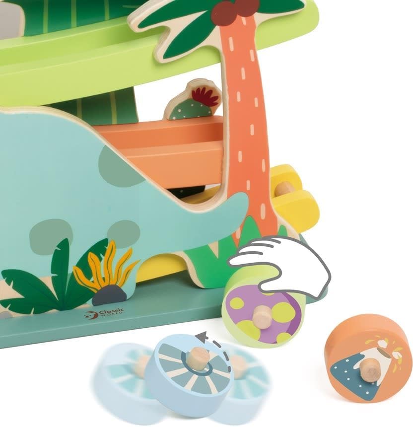Classic World World 4 Palla di Legno Dinosauro, 4 pezzi.