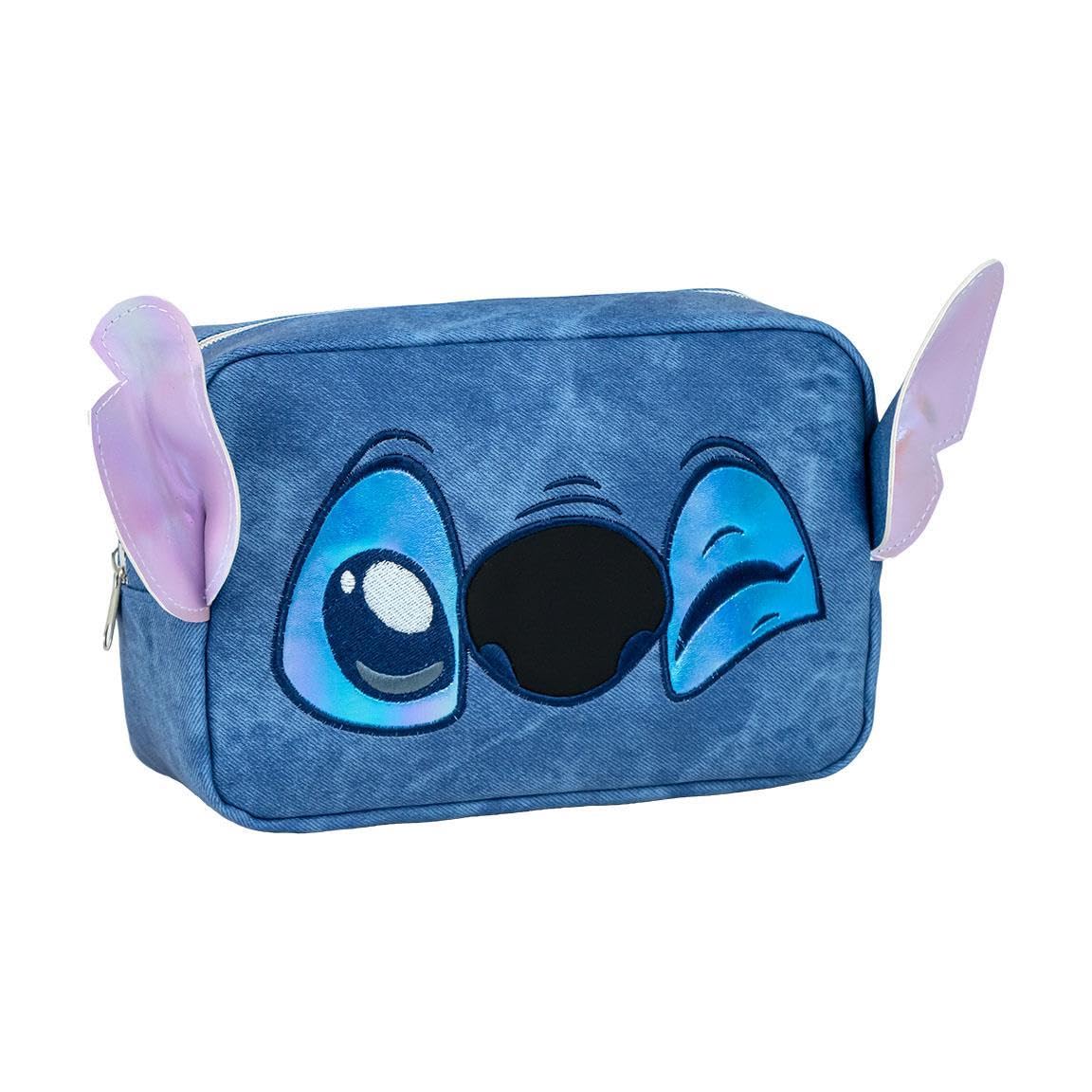 CERDÁ LIFE'S LITTLE MOMENTS -Stitch Travel Toilet Bag - Blue - Large Storage Capacity - Zipper Closure - Stitch Print - Original Product