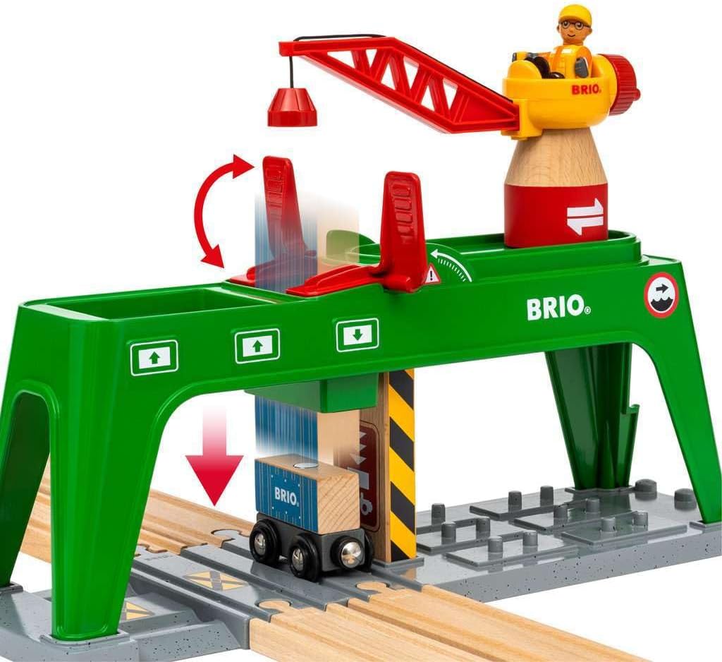 BRIO World Container Crane for Kids Age 3 Years Up - Wooden Railway Train Accessories and Add Ons