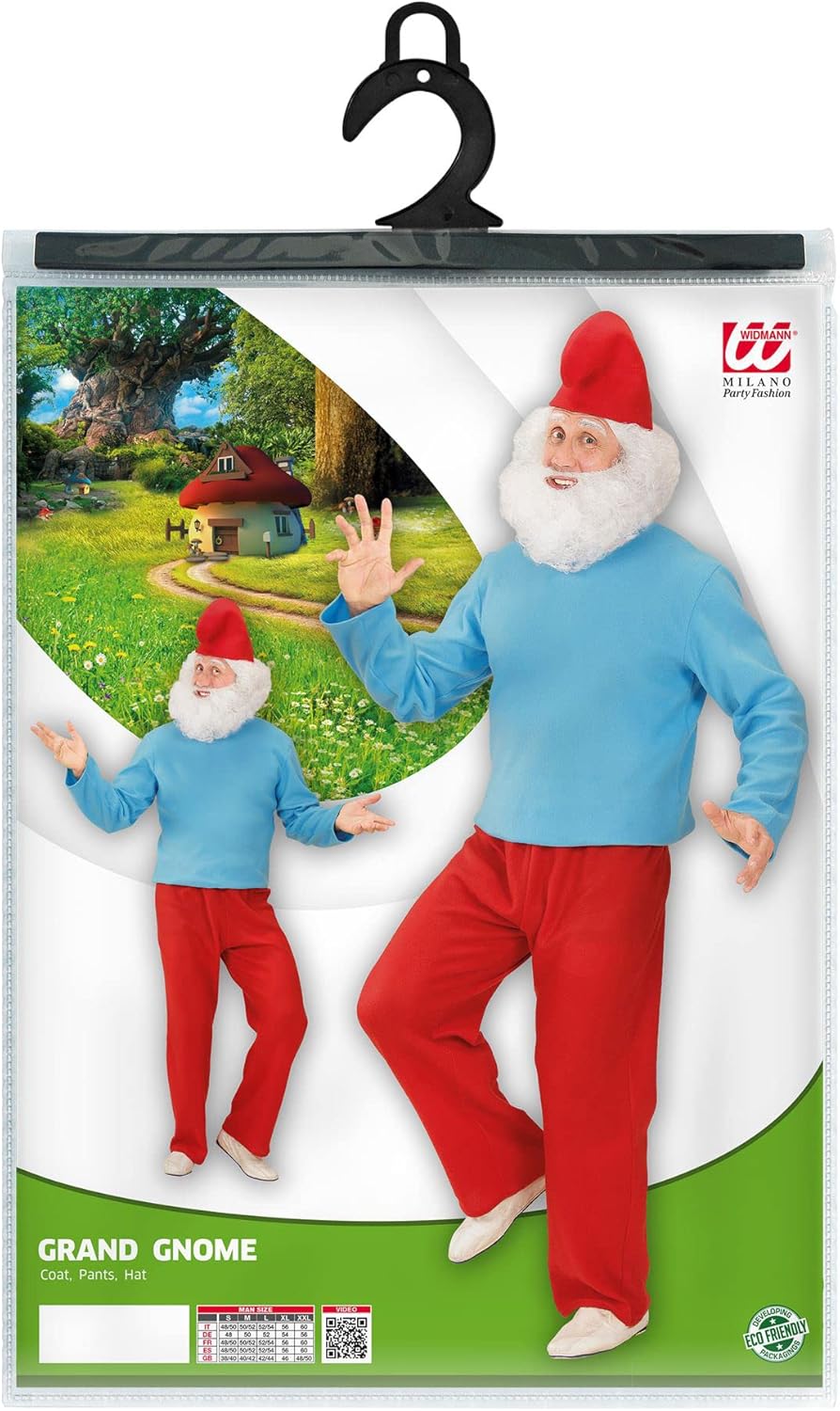 Widmann - Adult costume large gnome with top, trousers, hat, gnome, elves, carnival, theme party