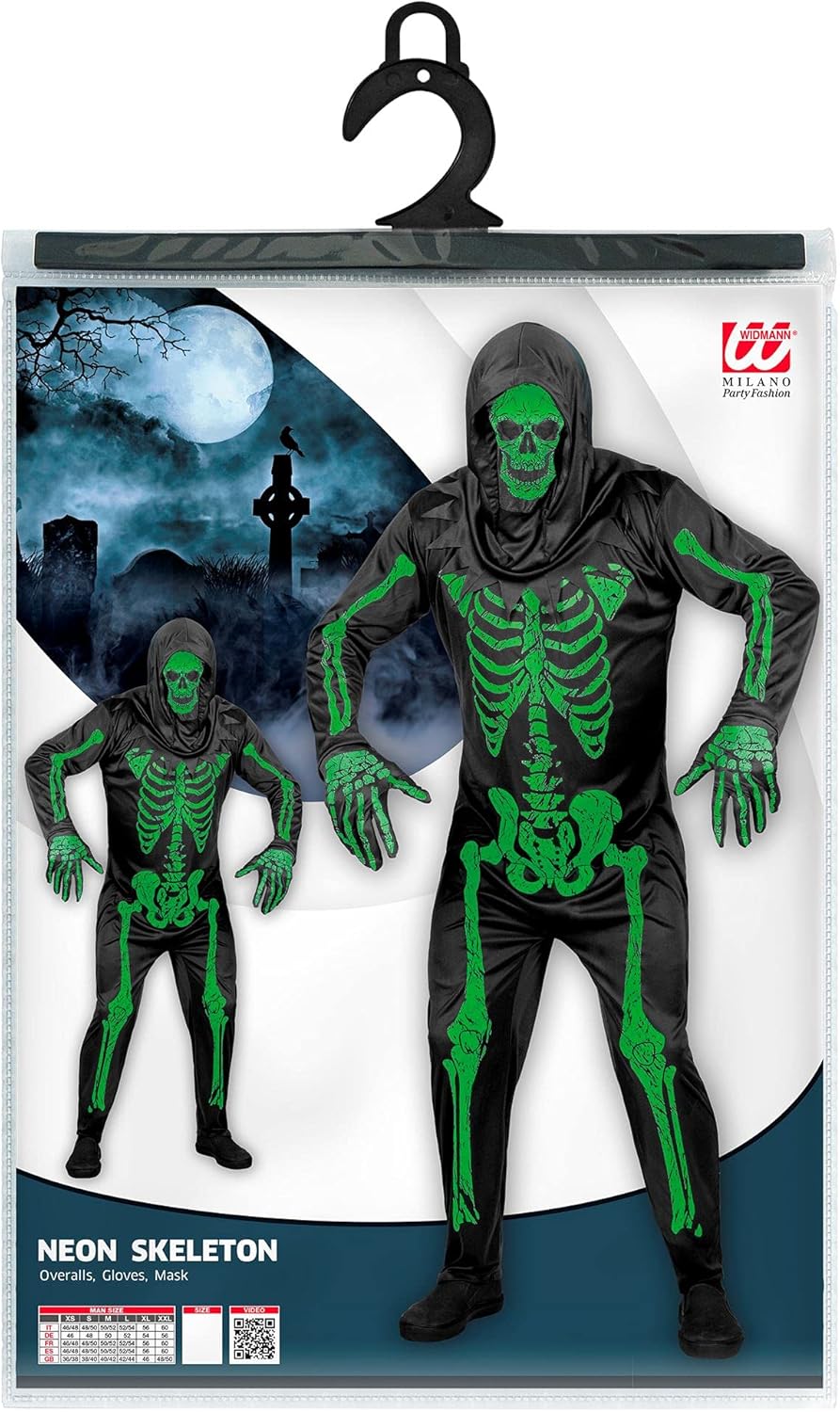 Widmann Men's Scheletro Fluorescente Costume (XS) Multi-coloured