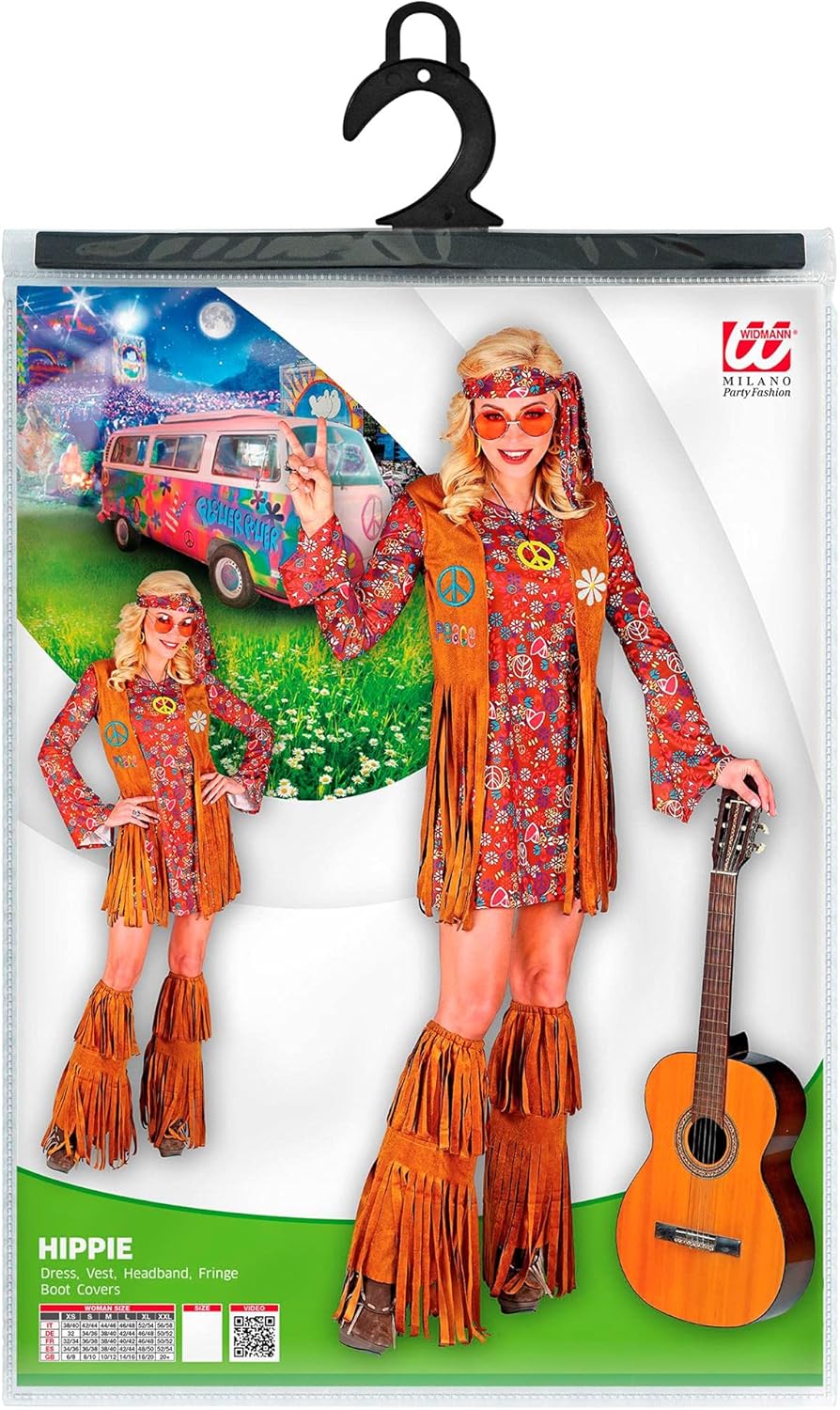 "HIPPIE" (dress, vest, headband, fringe boot covers) - (XL)