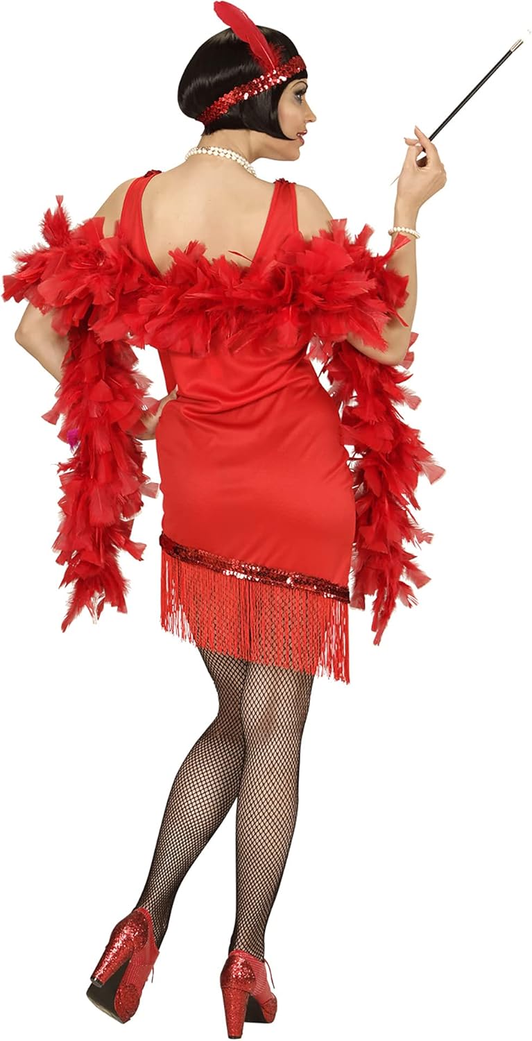 Widmann 03062 ? Adult Fancy Dress Costume with Dress, Gloves, Headband with Feather, red