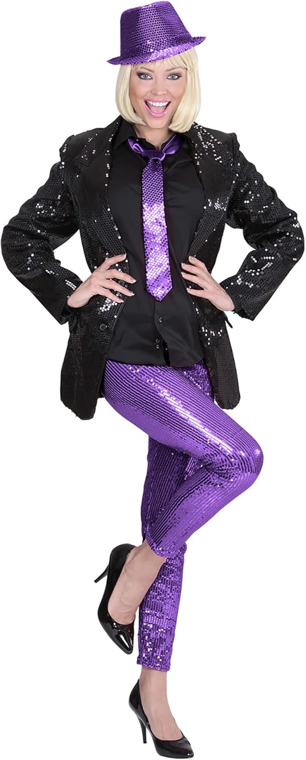 WIDMANN W MILANO Party Fashion - Sequined Leggings Women, Dancer, Celebrities, Pop Star, Rock Star, Disco, Show, Carnival, Theme Parties