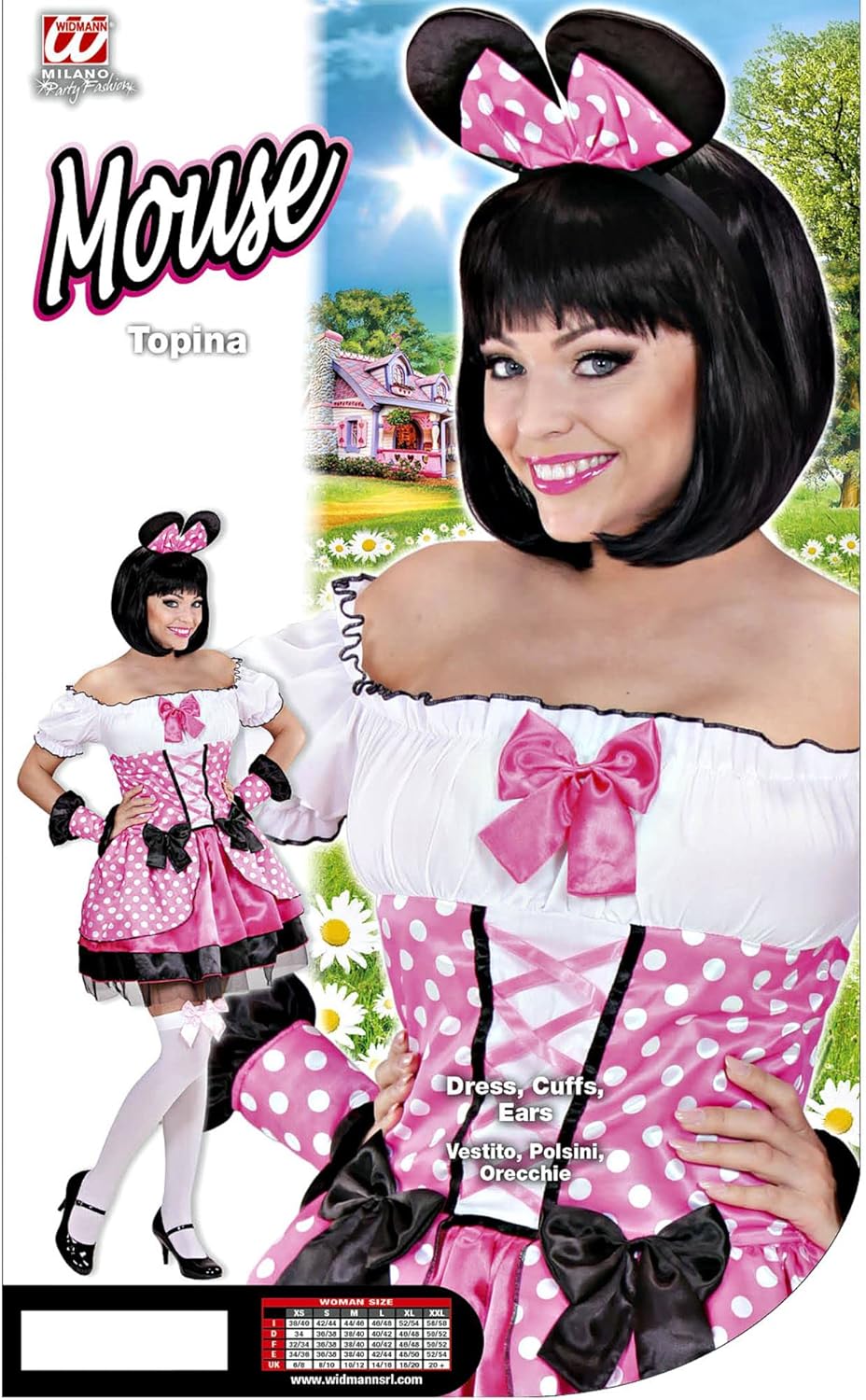 Widmann - Kostüm Maus, Kleid, Armstulpen, Ohren, Mottoparty, Karneval