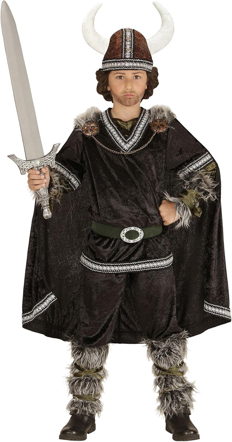 Widmann 05986 Costume Viking, Top, Trousers, Belt, Arm Warmers and Leg Warmers, Cape and Hat 128