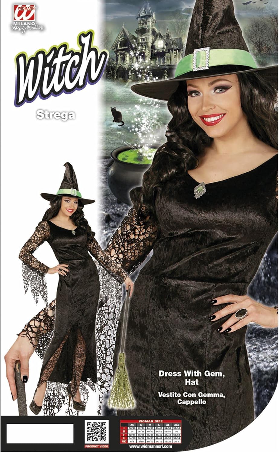 Widmann Womens Ladies Witch Halloween Fancy Dress Costume Outfit L