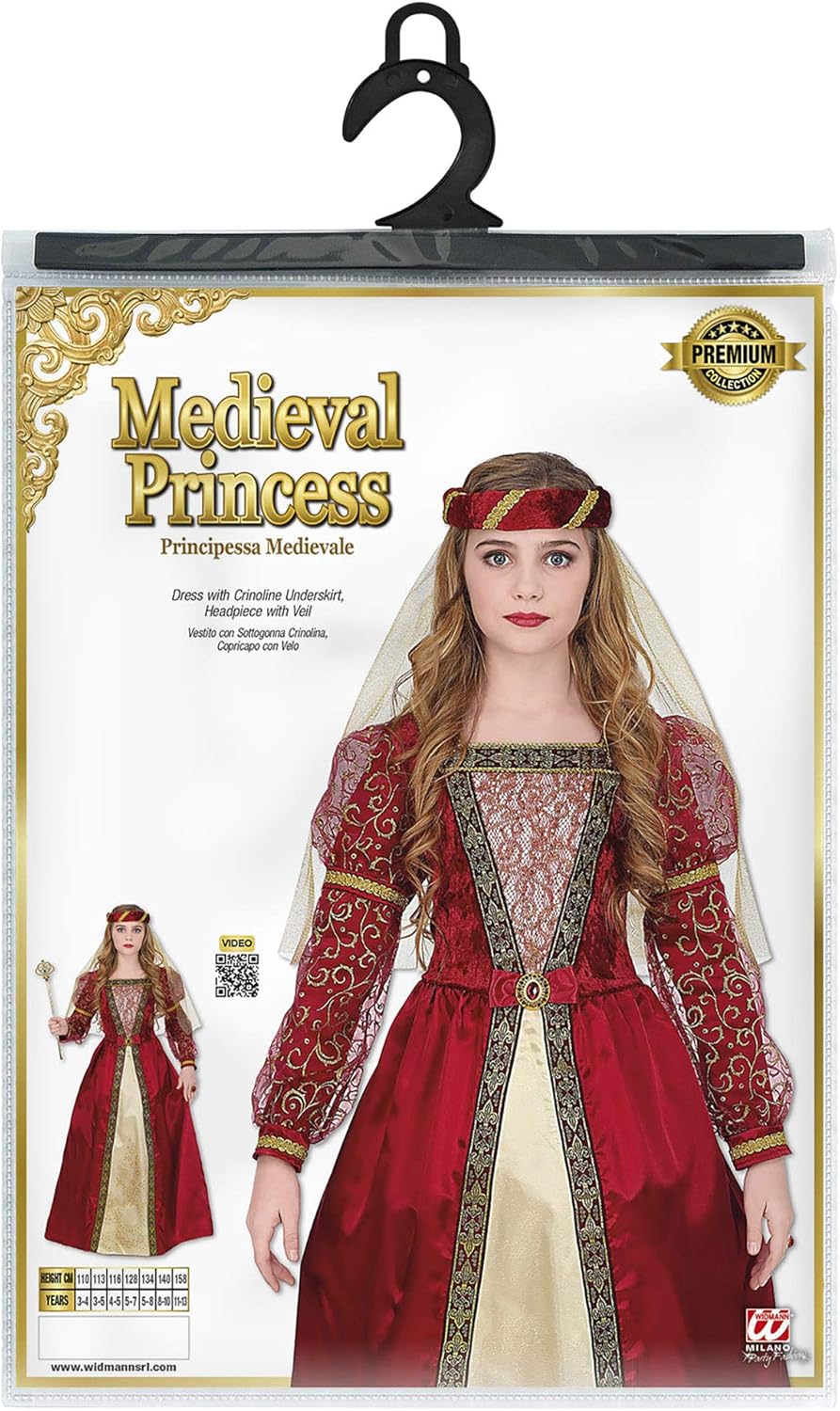 Widman Medieval Princess - Childrens Fancy Dress Costume - Large - 158cm - 11 to 13 Years