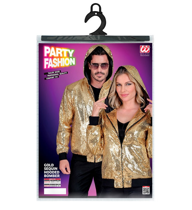 Widmann Party Fashion Hooded Bomber (Gold Sequin Hooded Bomber) (S/M) Gold