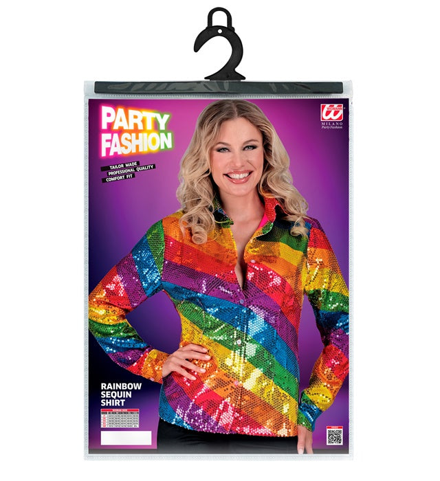 Widmann Party Fashion Shirt (Rainbow Sequin Shirt) (L/XL) Rainbow
