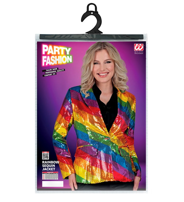 Widmann Party Fashion Jacket (Rainbow Sequin Jacket) (M) Rainbow