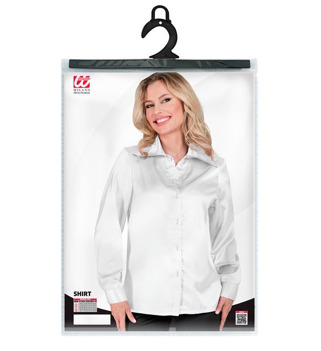 Widmann Satin White 70s Disco Shirt (L) White