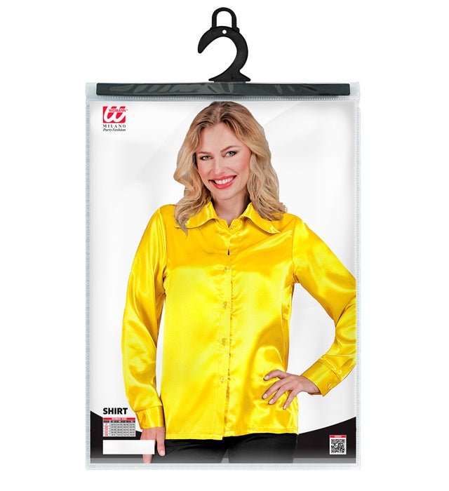 Widmann Satin Yellow 70s Disco Shirt (L) Yellow