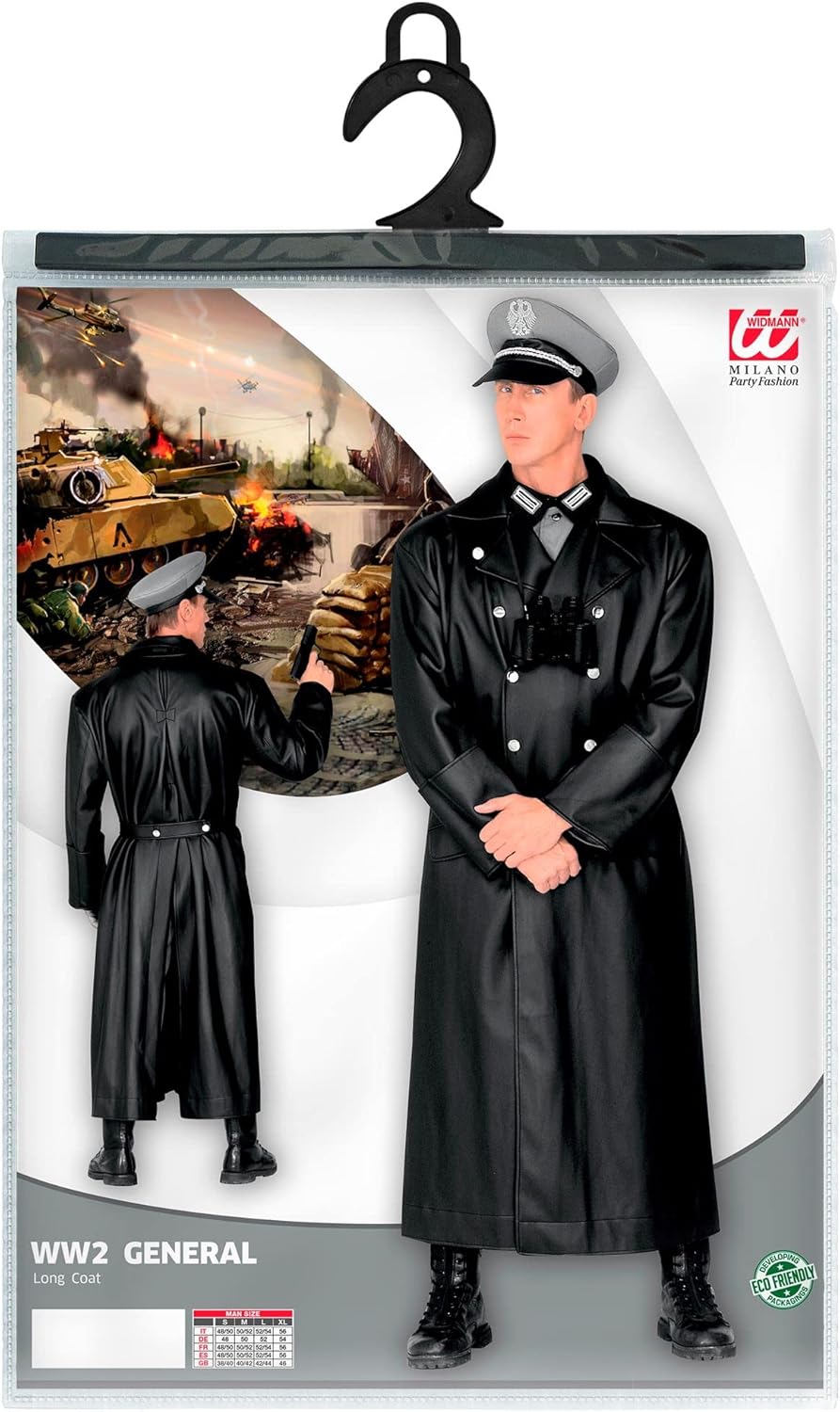 xL General Coat Leatherlook Full Length Costume Extra Large for WWII 40s War Fancy Dress