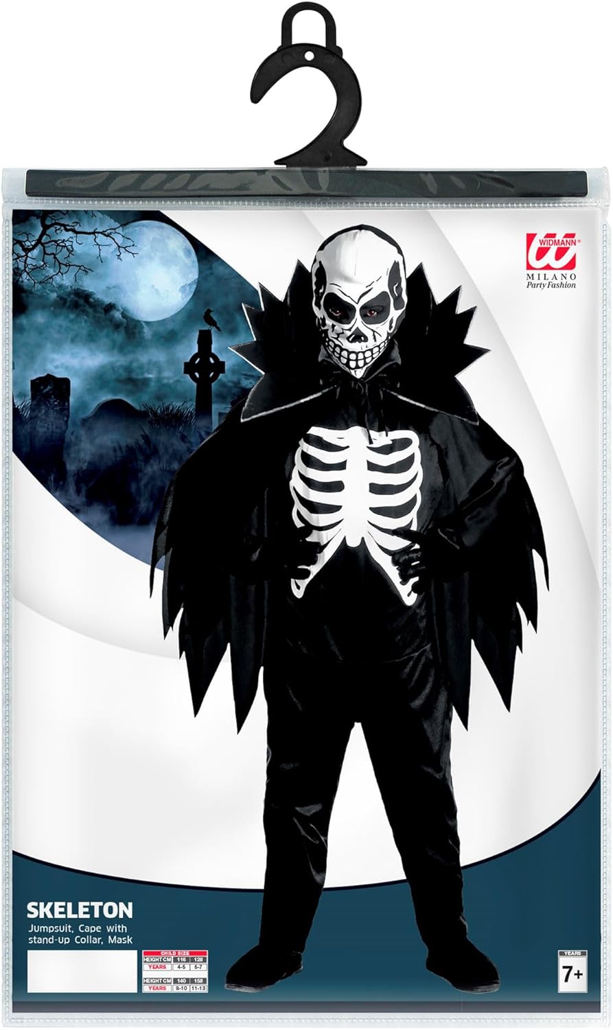 Widmann 11013337 Children's Skeleton Costume, Black/White, 116 (EU)