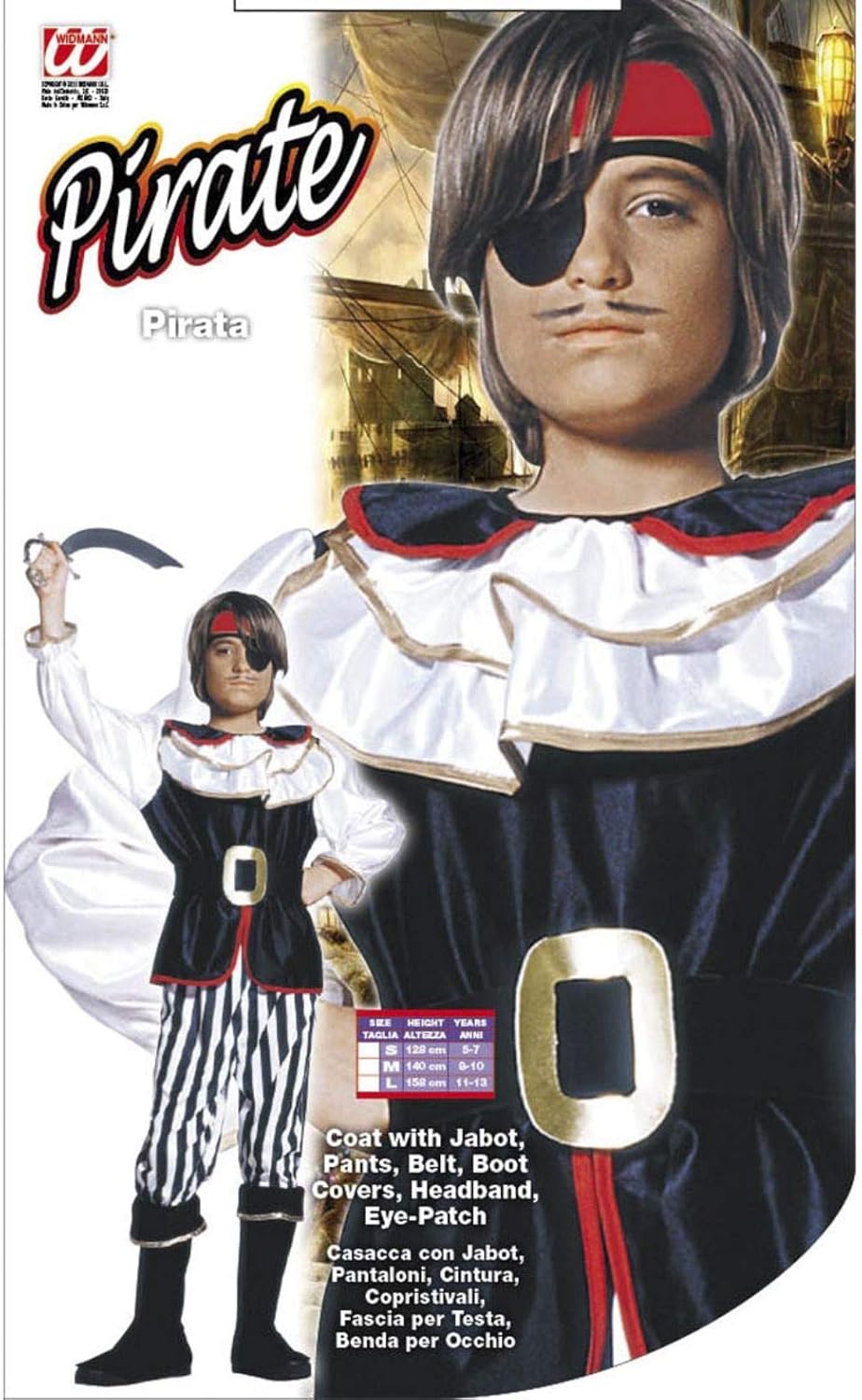 Children's Pirate Boy 140cm Costume Medium 8-10 yrs (140cm) for Buccaneer Fancy Dress