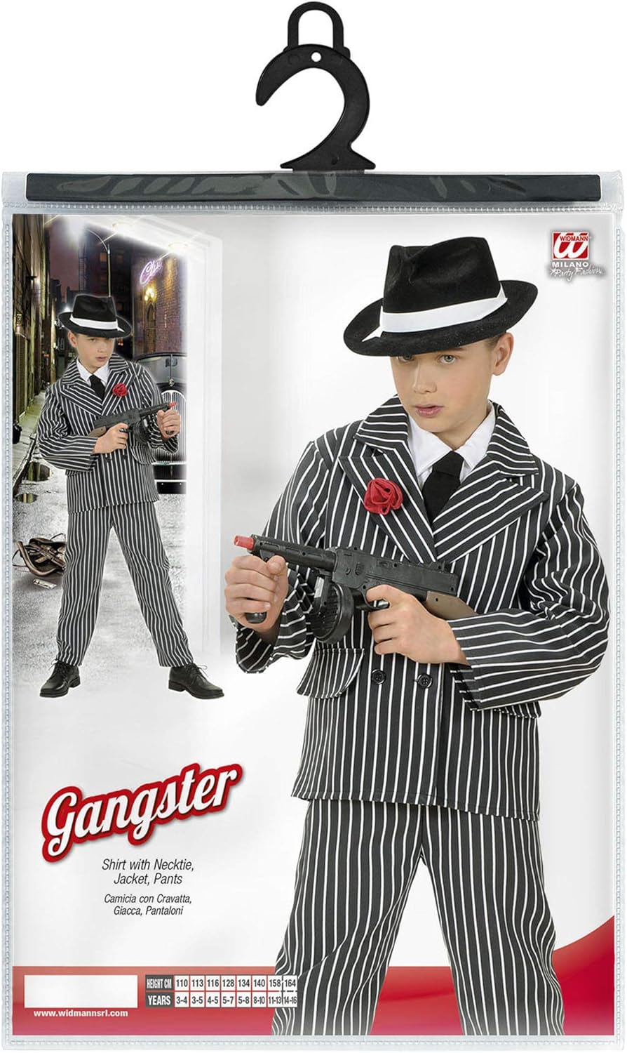 Children's Gangster Child 158cm Costume for 20s 30s Mob Capone Bugsy Fancy Dress