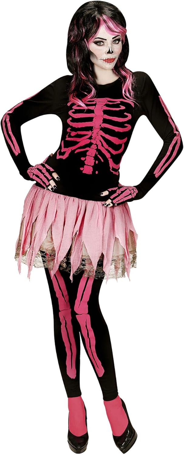 "PINK SKELETON" (shirt, pants, tutu, fingerless gloves) - (M)