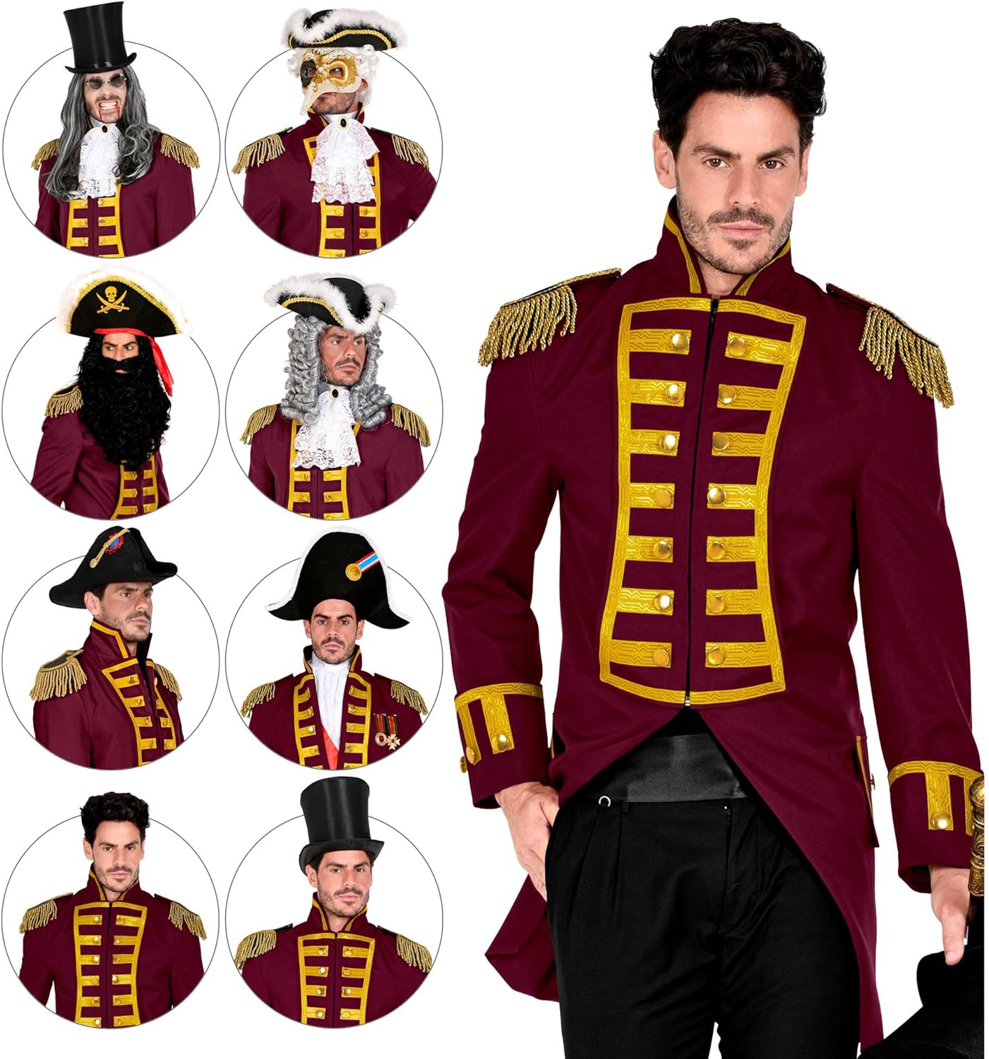 Widmann W Kostüm Parade Frack, Gothic, Pirat, Rock Star, Zirkusdirektor, Gardeuniform, Mottoparty, Karneval Bordeaux S