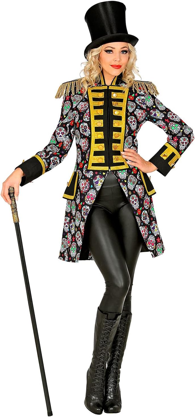 Widmann 10206539 50810 Dia de Los Muertos Parade Dress for Women, Guard Uniform, Day of Death, Jacket, Coat, Circus Director, Costume, Carnival, Theme Party, Multicoloured, XXL