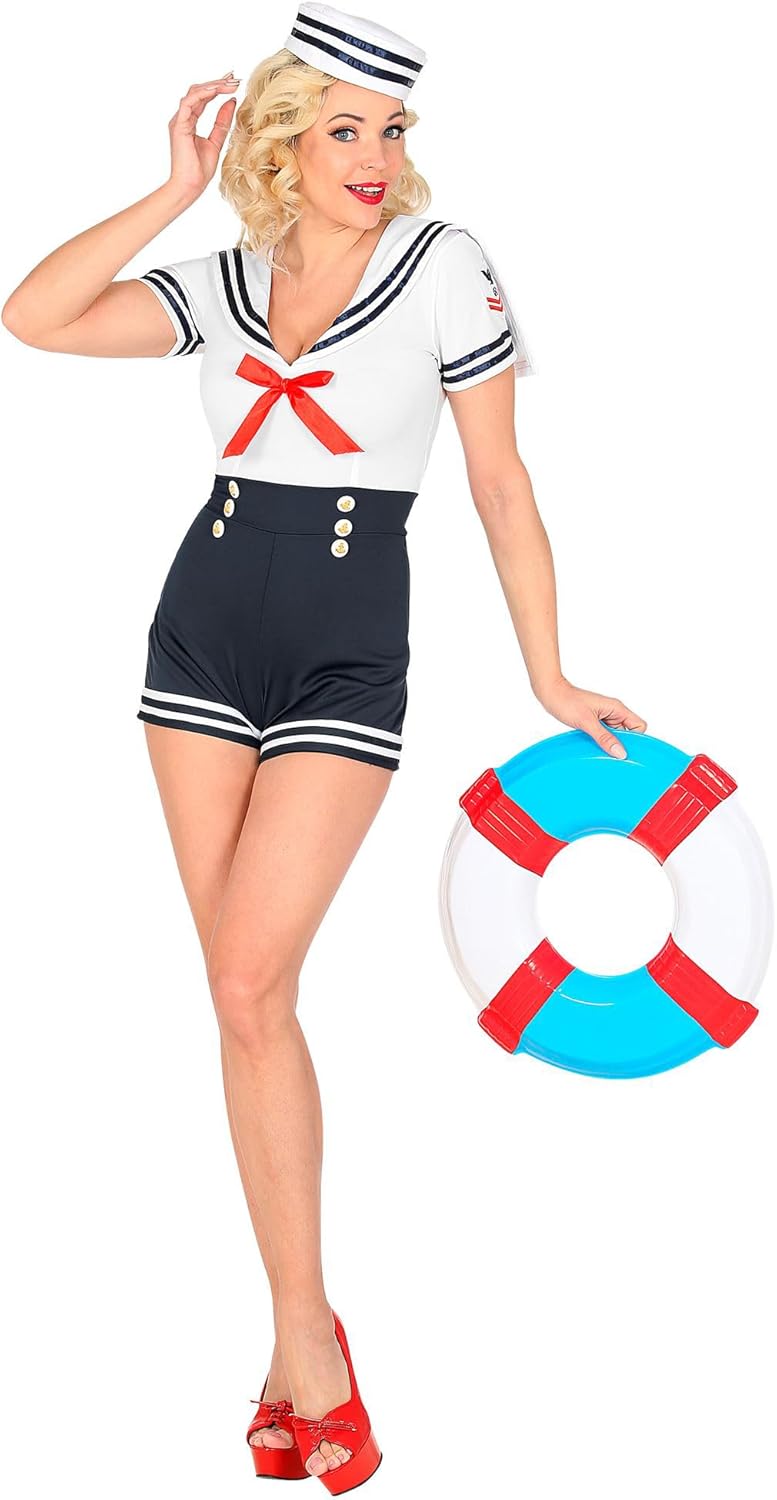 Widmann - Kostüm Matrosin, Jumpsuit und Hut, Marine, Uniform, Mottoparty, Karneval XL