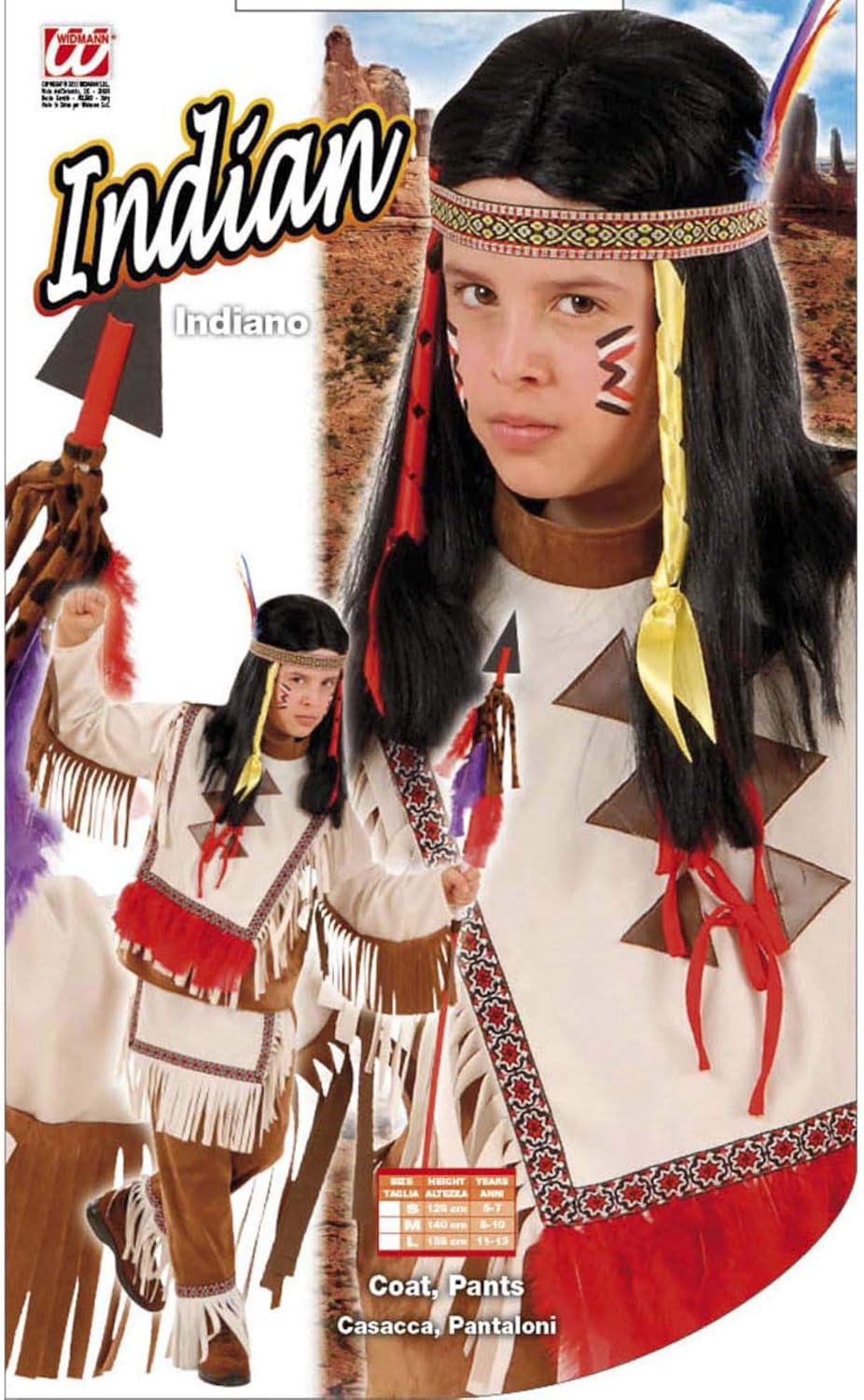 WIDMANN MILANO PARTY FASHION Indiani Costume Unisex - Bambini e ragazzi 140 cm / 8; 10 anni Multicolore