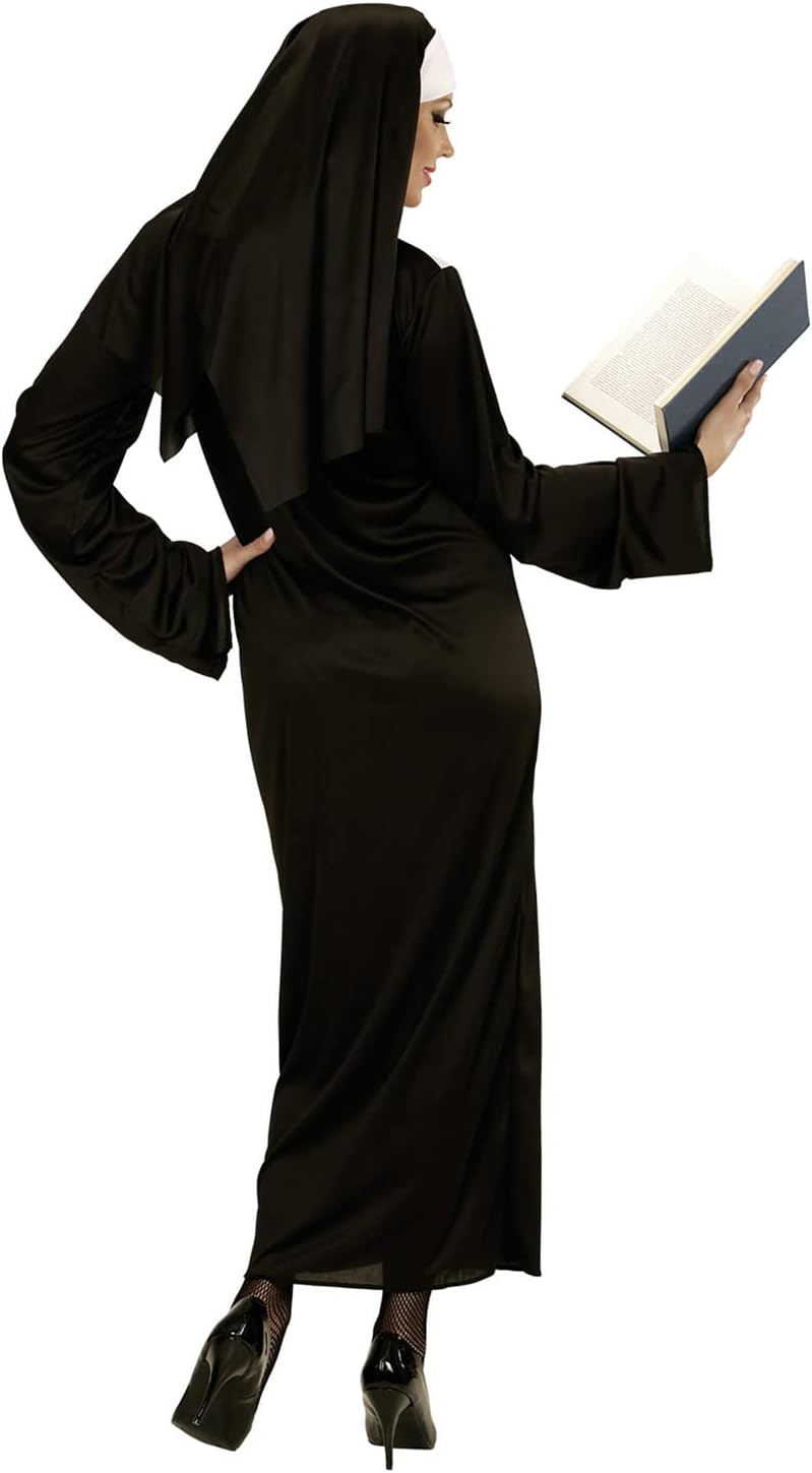 Widmann 61320 Women's Nun (Tunic, Headpiece) Costume Nun, Tunic and Headpiece, Monastery, Spirital, Theme Party, Carnival, Halloween XXL Black