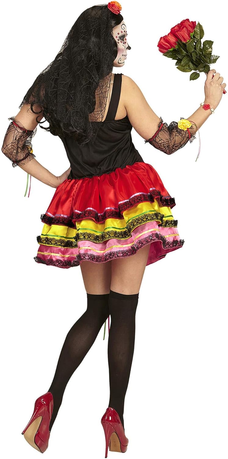 "MUJER DIA DE LOS MUERTOS" (dress, fingerless gloves, thigh highs, headpiece with veil) - (M)