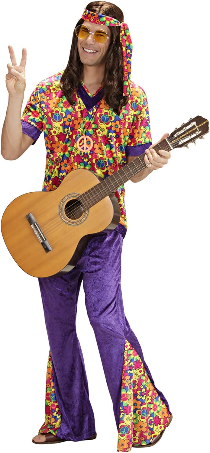 Velvet Hippie Dude Costume Medium for 60s 70s Hippy Fancy Dress