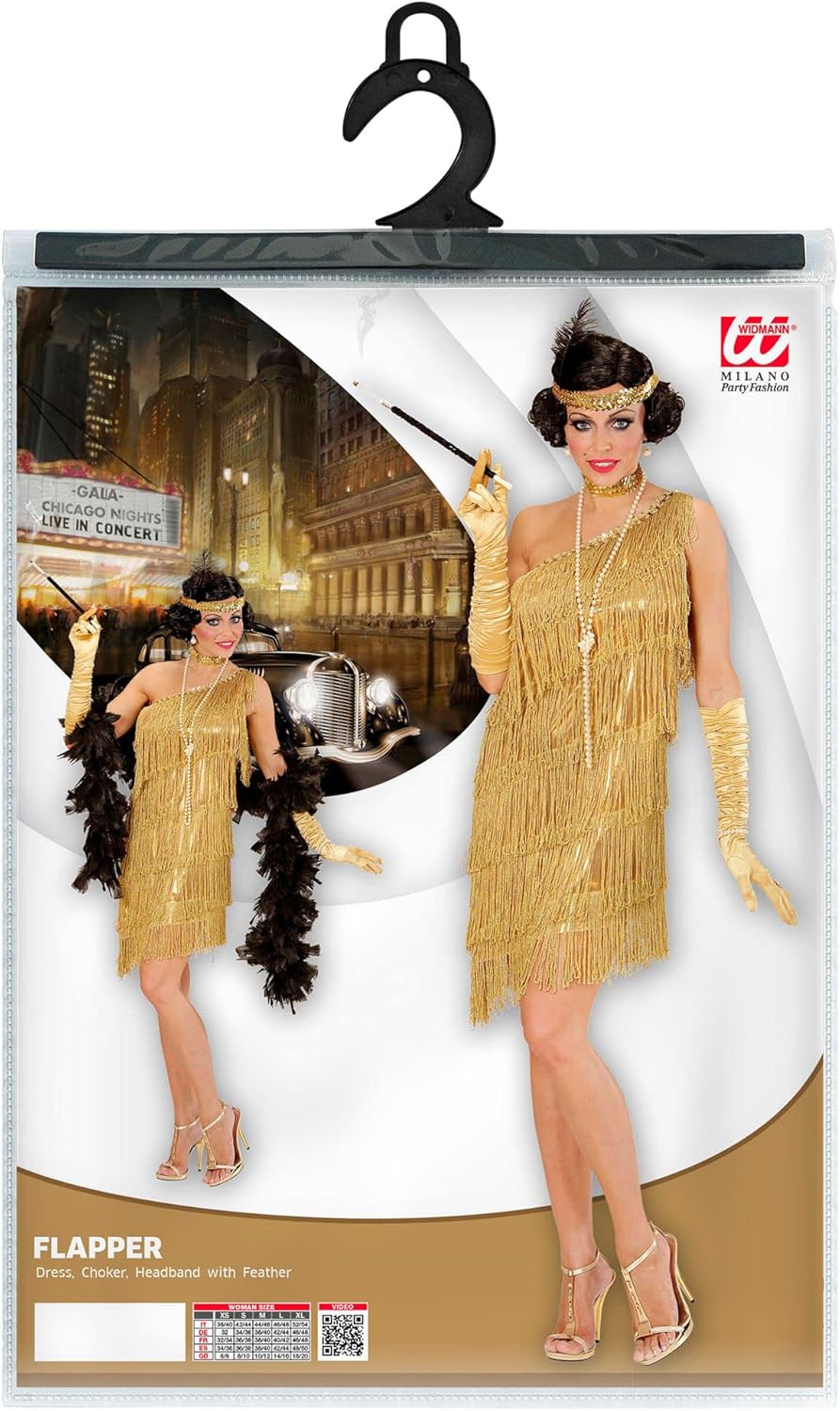 Widmann - Charleston Kleid 20er Jahre inkl. 20er Jahre Accessoires, Flapper, Faschingskostüme, Karneval One Size