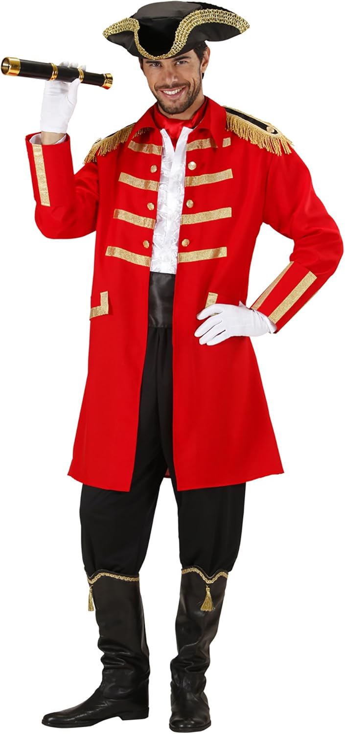 Red Pirate / Captain Costume Extra Large for Buccaneer Fancy Dress XL