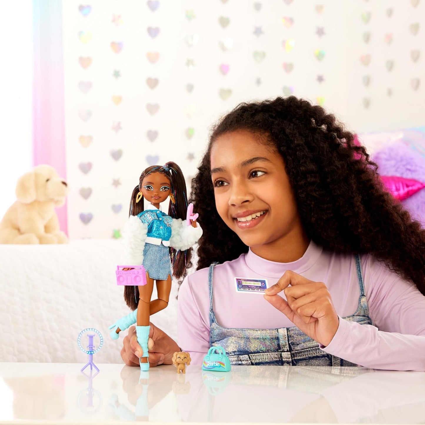Barbie Dream Besties Doll and Accessories, Barbie “Brooklyn” Posable Fashion Doll with Long Black Hair, 9 Music Themed Pieces, HYC22