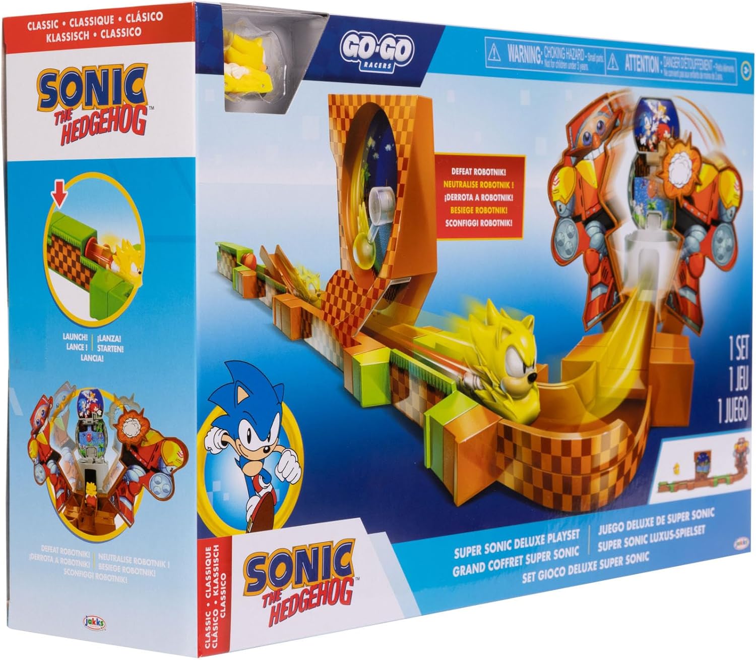 SONIC THE HEDGEHOG Go Go Racers Deluxe Playset with Diecast Super Sonic Figure, Combine with The Sonic Adventure Playset and Knuckles Adventure Playset