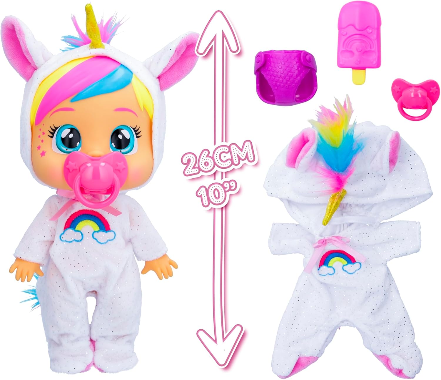 Cry Babies Loving Care Fantasy Dreamy | Bambola interattiva che piange lacrime vere, con pigiama intercambiabili - Bambola giocattolo funzionale per bambini dai 18 mesi in su
