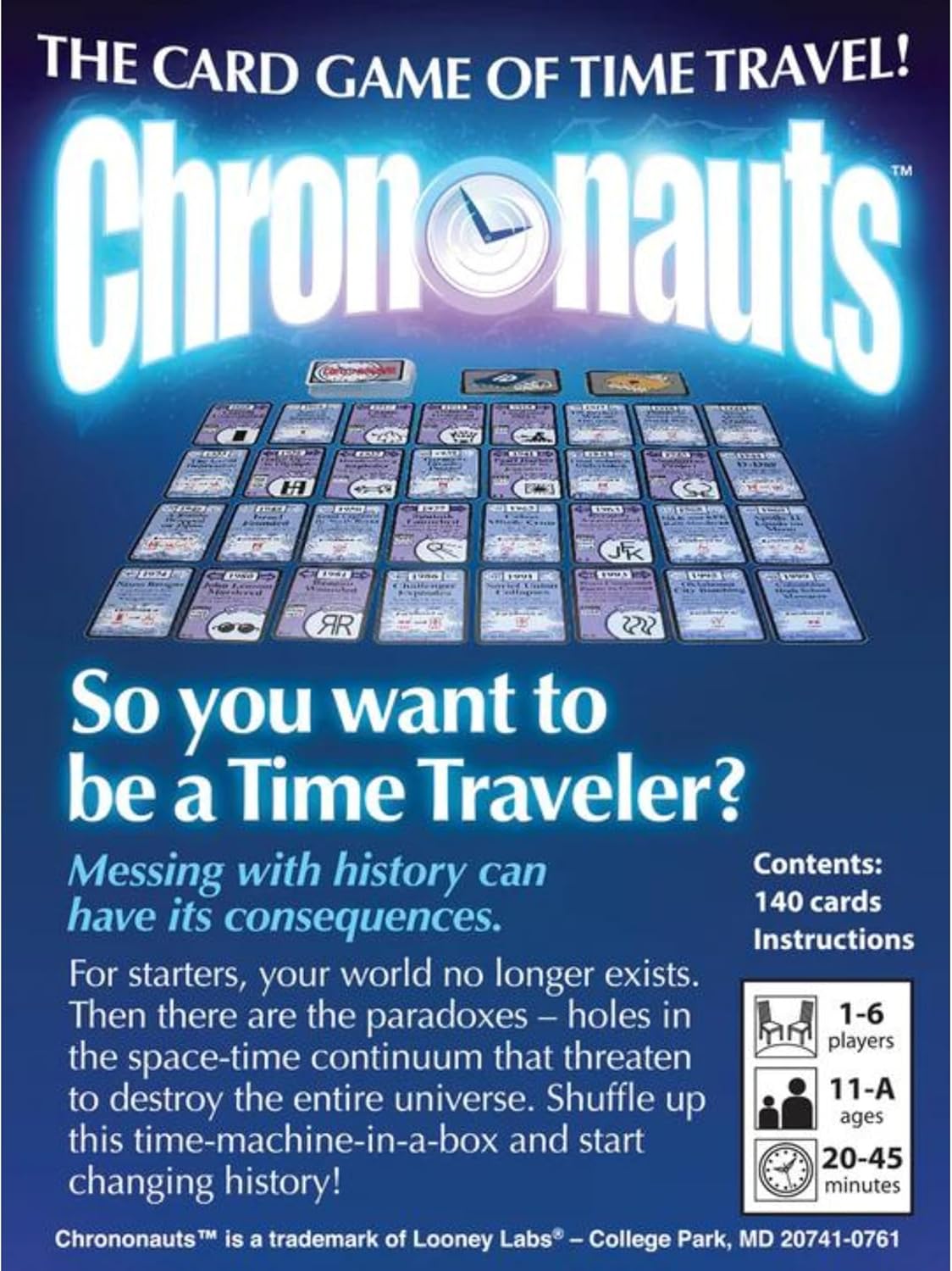 Looney Labs Chrononauts Card Game - Time-Travel Adventure for 1-6 Players