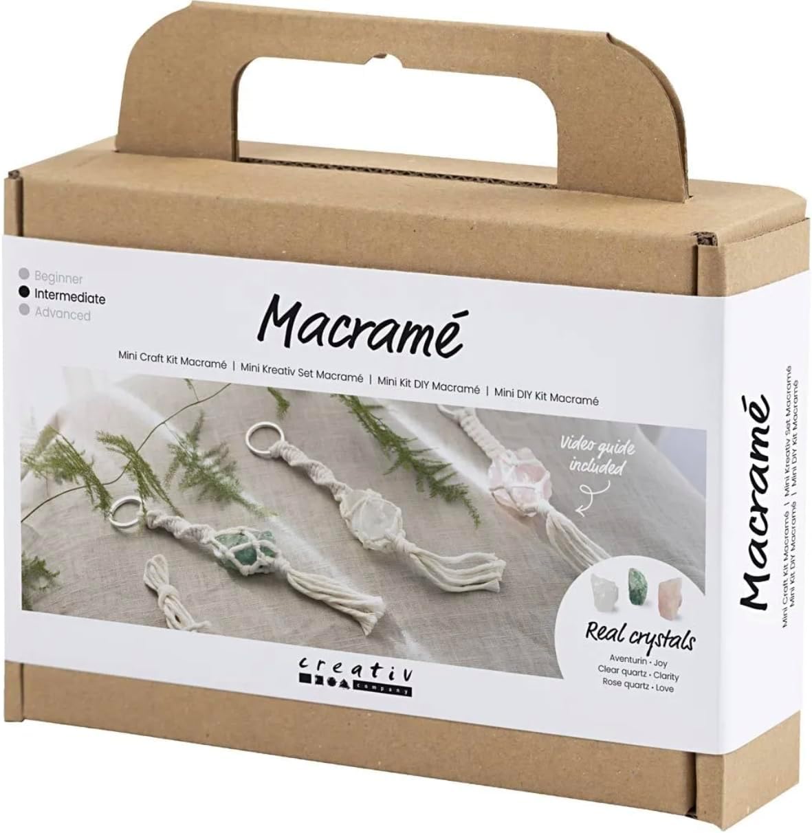 CREATIV E Mini Craft Kit Macramé, Dusty Rose, mat Transparant, Licht Natuurlijk, Stoffig Groen, 1 Pack