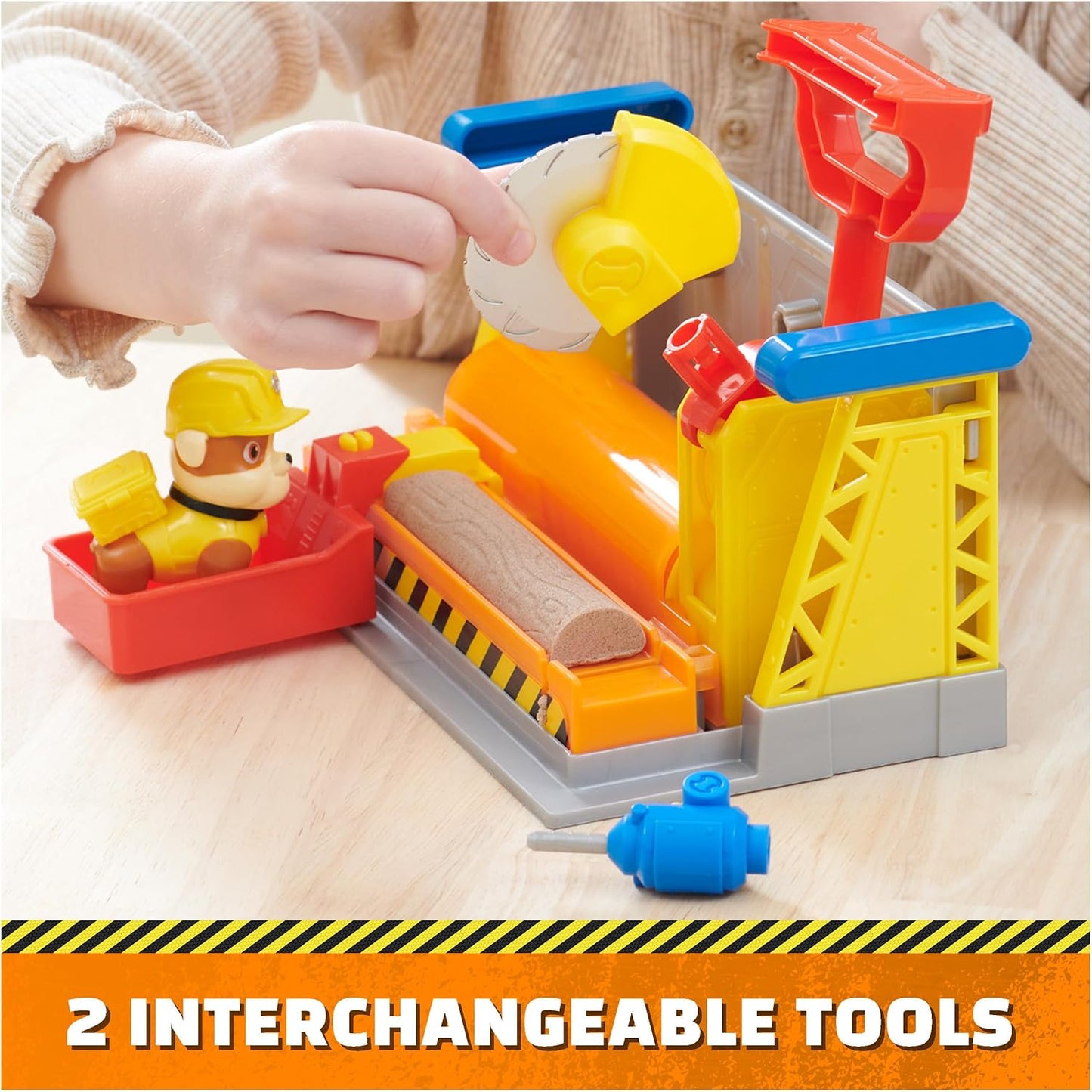Rubble and Crew, Rubble’s Workshop Playset, Construction Toys with Kinetic Build-It Sand and Rubble Action Figure, Kids’ Toys for Boys and Girls Aged 3+